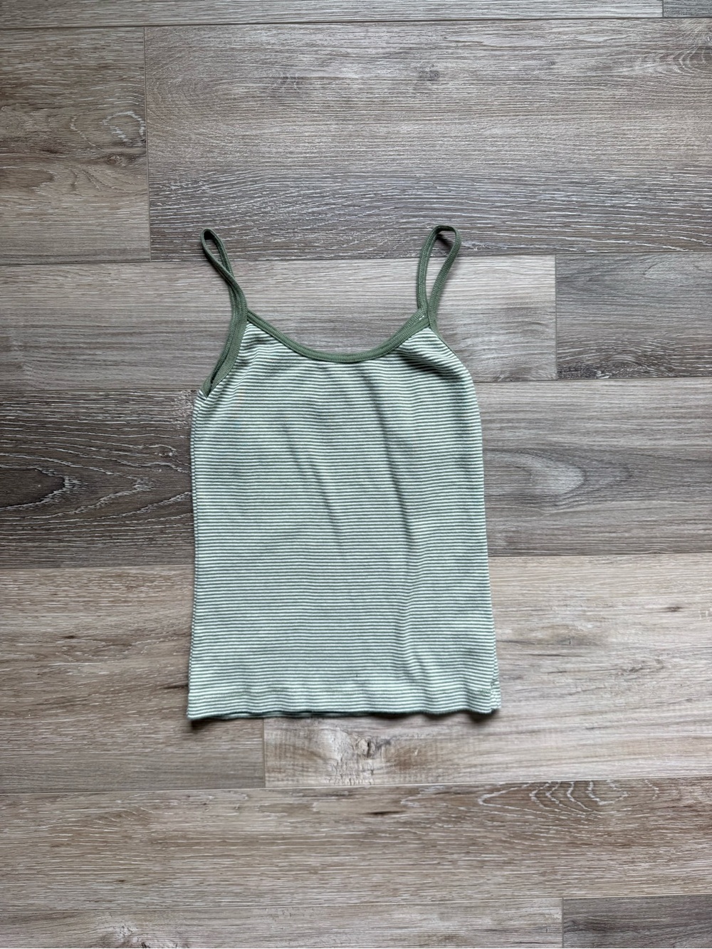 Brandy Melville Light Sage Green Striped Tank Top